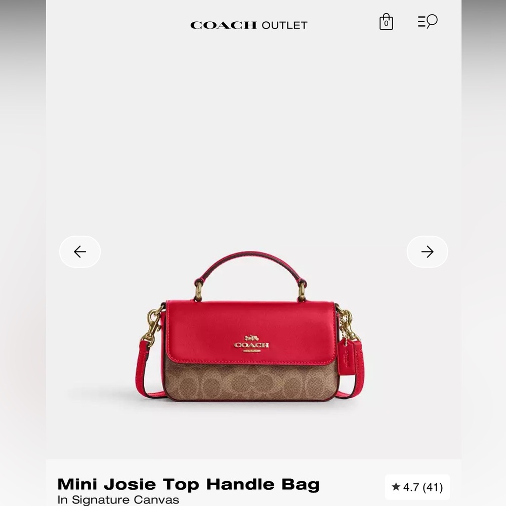 Coach Mini Josie Red and Tan Top Handle Bag